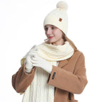 SIANNA 3-in-1 Women's Winter Set: Beanie Hat, Touchscreen Gloves, and Scarf – Cable Knit