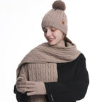 SIANNA 3-in-1 Women's Winter Set: Beanie Hat, Touchscreen Gloves, and Scarf – Cable Knit